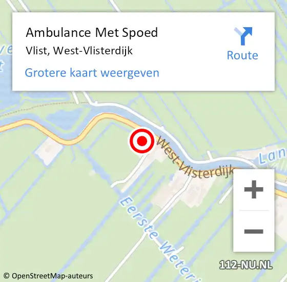 Locatie op kaart van de 112 melding: Ambulance Met Spoed Naar Vlist, West-Vlisterdijk op 15 april 2023 11:32