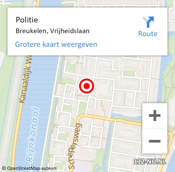 Locatie op kaart van de 112 melding: Politie Breukelen, Vrijheidslaan op 15 april 2023 11:32