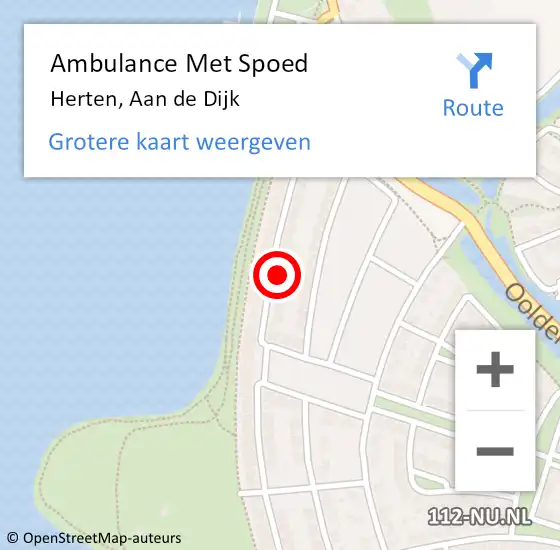 Locatie op kaart van de 112 melding: Ambulance Met Spoed Naar Herten, Aan de Dijk op 15 april 2023 11:41