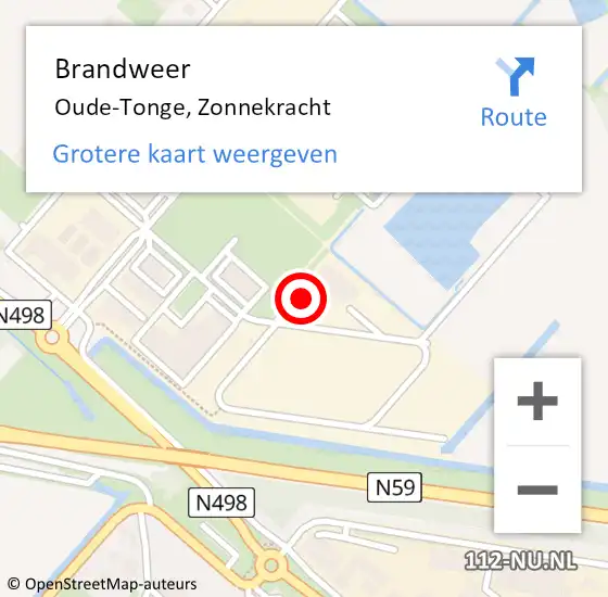 Locatie op kaart van de 112 melding: Brandweer Oude-Tonge, Zonnekracht op 15 april 2023 11:43