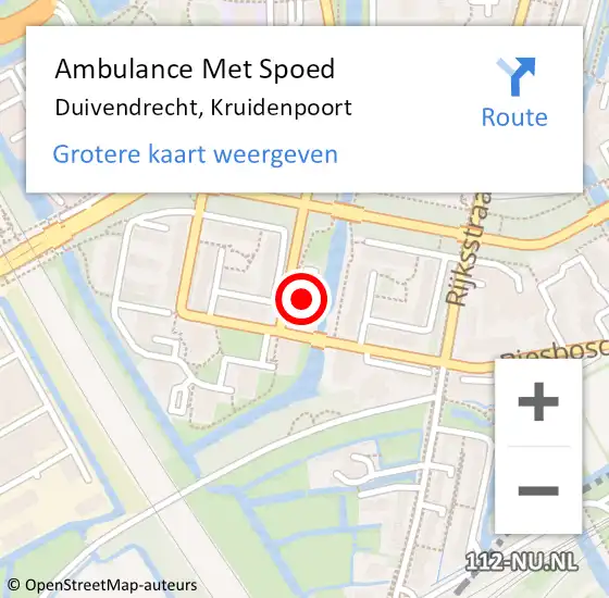 Locatie op kaart van de 112 melding: Ambulance Met Spoed Naar Duivendrecht, Kruidenpoort op 15 april 2023 11:49