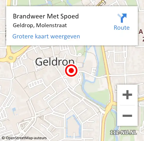 Locatie op kaart van de 112 melding: Brandweer Met Spoed Naar Geldrop, Molenstraat op 15 april 2023 12:19