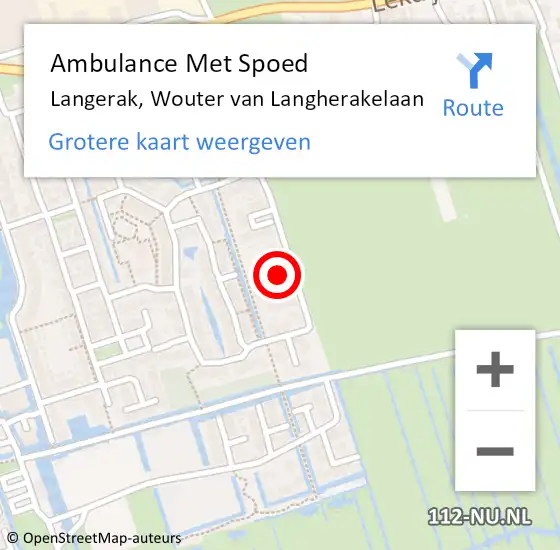 Locatie op kaart van de 112 melding: Ambulance Met Spoed Naar Langerak, Wouter van Langherakelaan op 15 april 2023 12:23