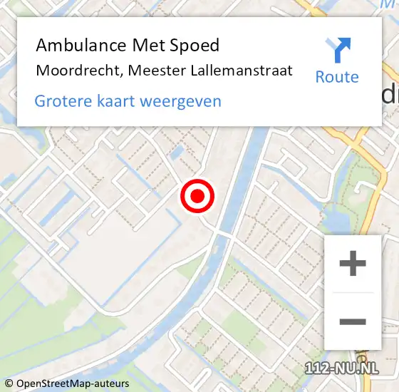 Locatie op kaart van de 112 melding: Ambulance Met Spoed Naar Moordrecht, Meester Lallemanstraat op 15 april 2023 12:42