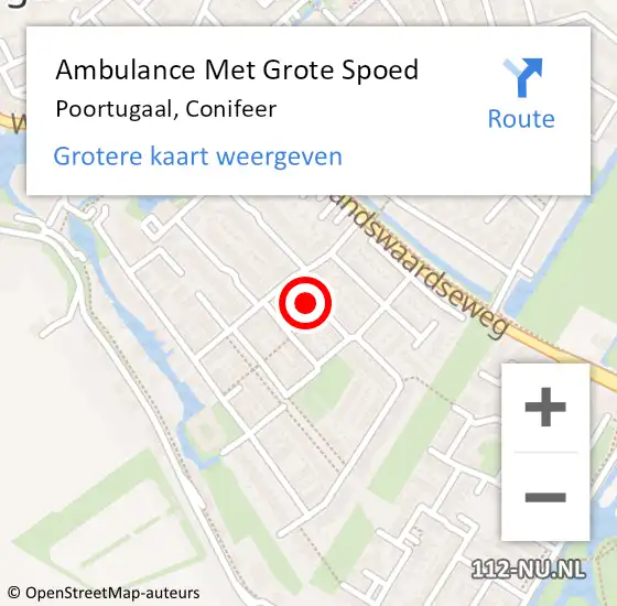 Locatie op kaart van de 112 melding: Ambulance Met Grote Spoed Naar Poortugaal, Conifeer op 15 april 2023 12:46