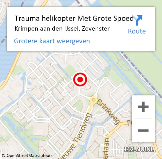 Locatie op kaart van de 112 melding: Trauma helikopter Met Grote Spoed Naar Krimpen aan den IJssel, Zevenster op 15 april 2023 13:18