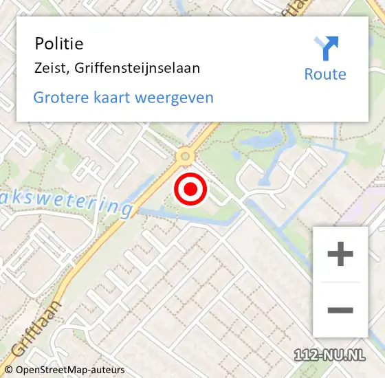 Locatie op kaart van de 112 melding: Politie Zeist, Griffensteijnselaan op 15 april 2023 13:22