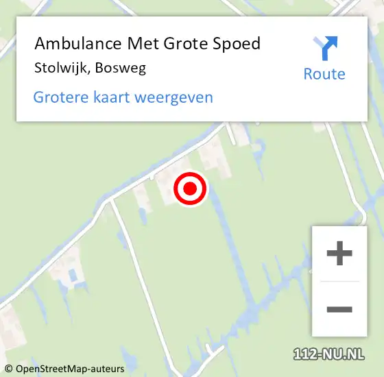 Locatie op kaart van de 112 melding: Ambulance Met Grote Spoed Naar Stolwijk, Bosweg op 15 april 2023 13:25