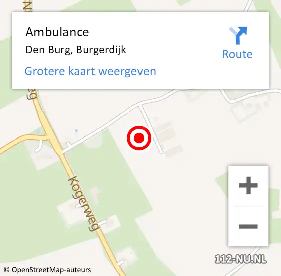 Locatie op kaart van de 112 melding: Ambulance Den Burg, Burgerdijk op 15 april 2023 13:30