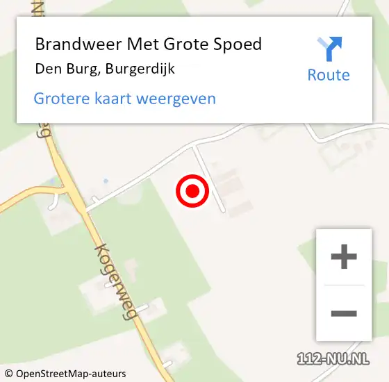 Locatie op kaart van de 112 melding: Brandweer Met Grote Spoed Naar Den Burg, Burgerdijk op 15 april 2023 13:30
