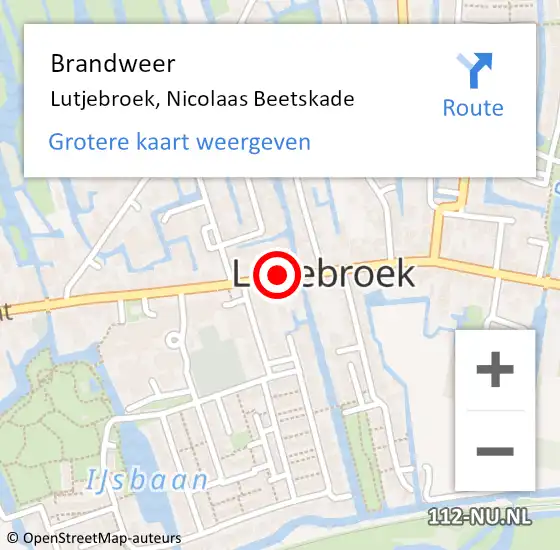 Locatie op kaart van de 112 melding: Brandweer Lutjebroek, Nicolaas Beetskade op 22 augustus 2014 11:38