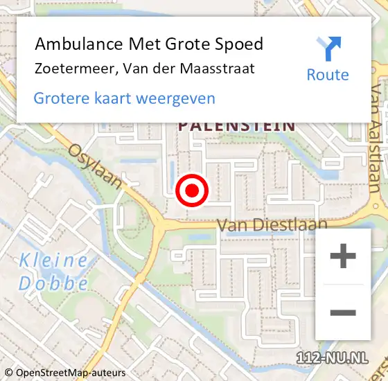 Locatie op kaart van de 112 melding: Ambulance Met Grote Spoed Naar Zoetermeer, Van der Maasstraat op 15 april 2023 14:25