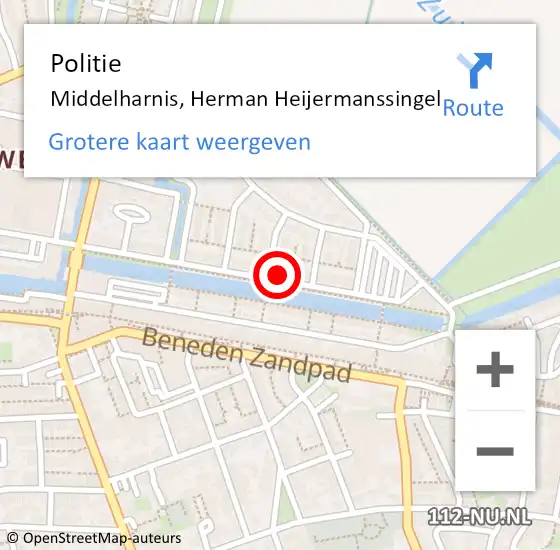 Locatie op kaart van de 112 melding: Politie Middelharnis, Herman Heijermanssingel op 15 april 2023 14:43