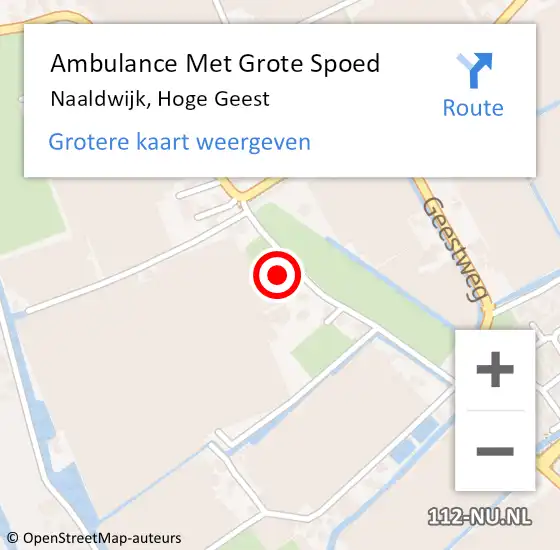 Locatie op kaart van de 112 melding: Ambulance Met Grote Spoed Naar Naaldwijk, Hoge Geest op 15 april 2023 15:07