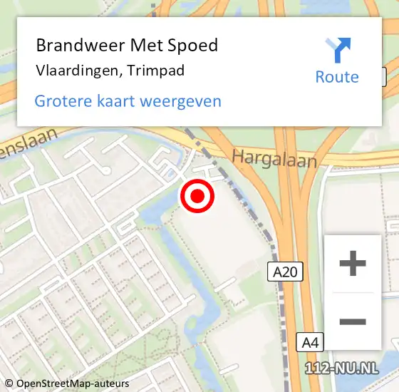 Locatie op kaart van de 112 melding: Brandweer Met Spoed Naar Vlaardingen, Trimpad op 15 april 2023 15:11