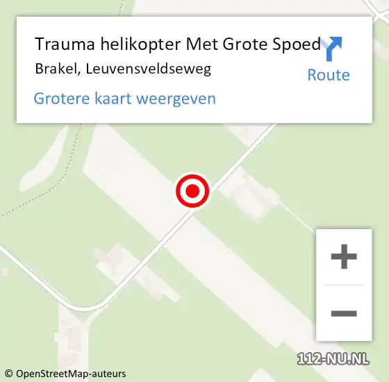 Locatie op kaart van de 112 melding: Trauma helikopter Met Grote Spoed Naar Brakel, Leuvensveldseweg op 15 april 2023 15:13