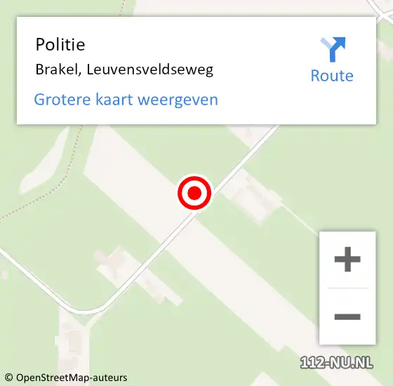 Locatie op kaart van de 112 melding: Politie Brakel, Leuvensveldseweg op 15 april 2023 15:17