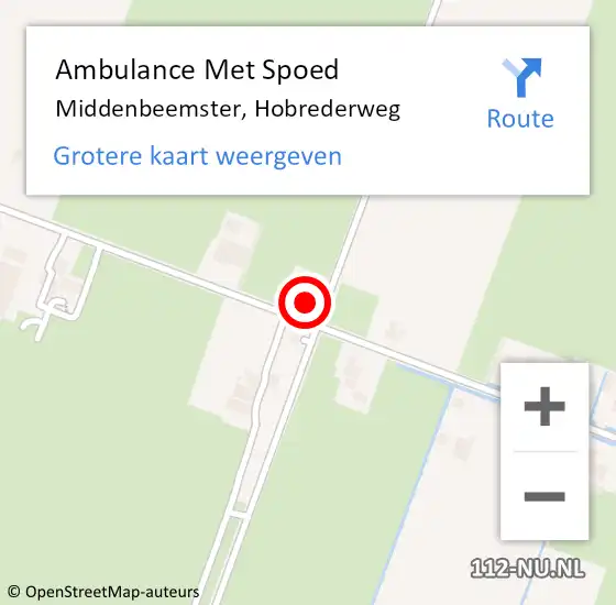 Locatie op kaart van de 112 melding: Ambulance Met Spoed Naar Middenbeemster, Hobrederweg op 15 april 2023 15:29