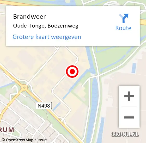 Locatie op kaart van de 112 melding: Brandweer Oude-Tonge, Boezemweg op 15 april 2023 15:48