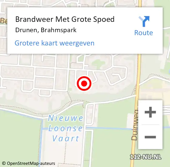 Locatie op kaart van de 112 melding: Brandweer Met Grote Spoed Naar Drunen, Brahmspark op 15 april 2023 15:55