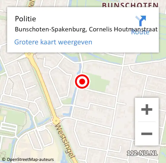 Locatie op kaart van de 112 melding: Politie Bunschoten-Spakenburg, Cornelis Houtmanstraat op 15 april 2023 15:58