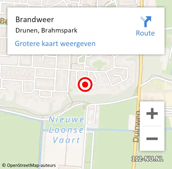 Locatie op kaart van de 112 melding: Brandweer Drunen, Brahmspark op 15 april 2023 16:05