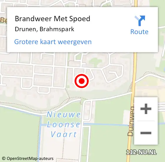 Locatie op kaart van de 112 melding: Brandweer Met Spoed Naar Drunen, Brahmspark op 15 april 2023 16:09