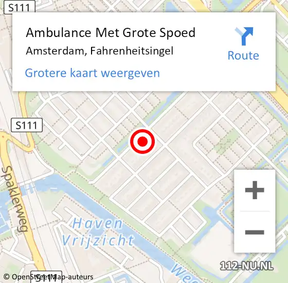 Locatie op kaart van de 112 melding: Ambulance Met Grote Spoed Naar Amsterdam, Fahrenheitsingel op 15 april 2023 16:12