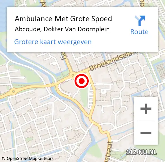 Locatie op kaart van de 112 melding: Ambulance Met Grote Spoed Naar Abcoude, Dokter Van Doornplein op 22 augustus 2014 11:52