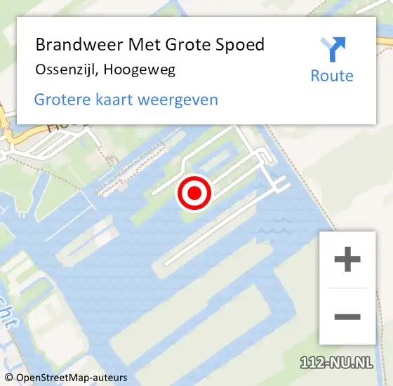 Locatie op kaart van de 112 melding: Brandweer Met Grote Spoed Naar Ossenzijl, Hoogeweg op 15 april 2023 16:32