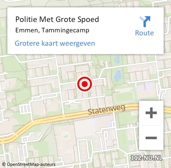 Locatie op kaart van de 112 melding: Politie Met Grote Spoed Naar Emmen, Tammingecamp op 15 april 2023 17:14