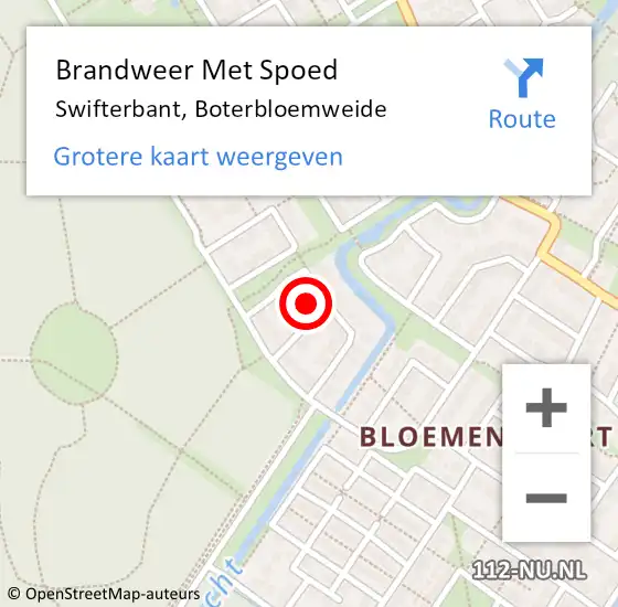 Locatie op kaart van de 112 melding: Brandweer Met Spoed Naar Swifterbant, Boterbloemweide op 15 april 2023 18:07