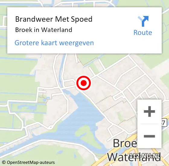 Locatie op kaart van de 112 melding: Brandweer Met Spoed Naar Broek in Waterland op 15 april 2023 18:18