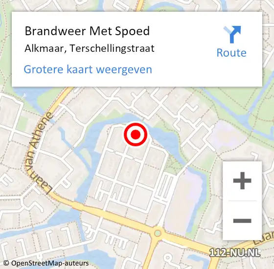 Locatie op kaart van de 112 melding: Brandweer Met Spoed Naar Alkmaar, Terschellingstraat op 15 april 2023 18:54
