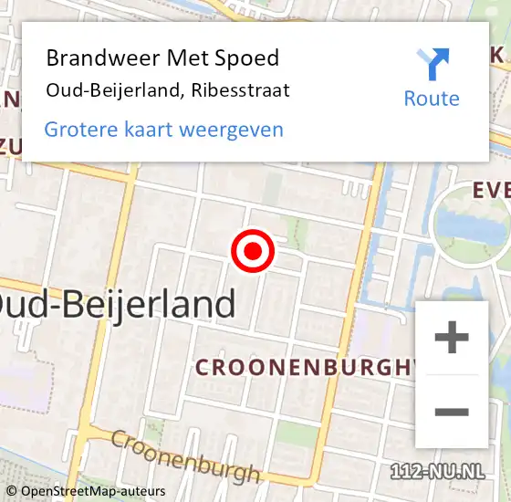 Locatie op kaart van de 112 melding: Brandweer Met Spoed Naar Oud-Beijerland, Ribesstraat op 15 april 2023 19:33
