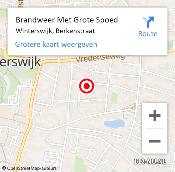 Locatie op kaart van de 112 melding: Brandweer Met Grote Spoed Naar Winterswijk, Berkenstraat op 15 april 2023 19:35