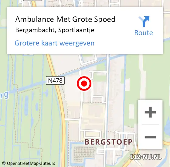 Locatie op kaart van de 112 melding: Ambulance Met Grote Spoed Naar Bergambacht, Sportlaantje op 15 april 2023 20:17