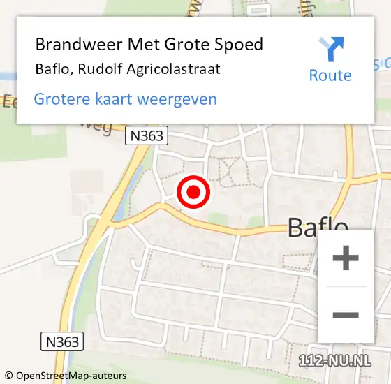 Locatie op kaart van de 112 melding: Brandweer Met Grote Spoed Naar Baflo, Rudolf Agricolastraat op 15 april 2023 20:25