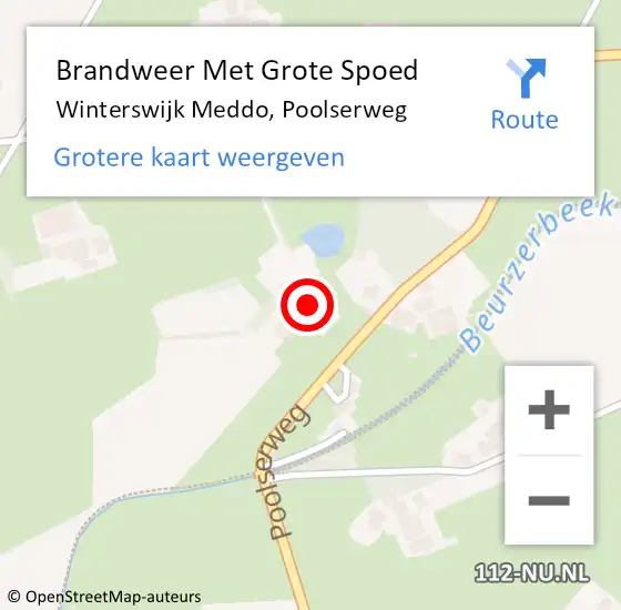 Locatie op kaart van de 112 melding: Brandweer Met Grote Spoed Naar Winterswijk Meddo, Poolserweg op 15 april 2023 20:37