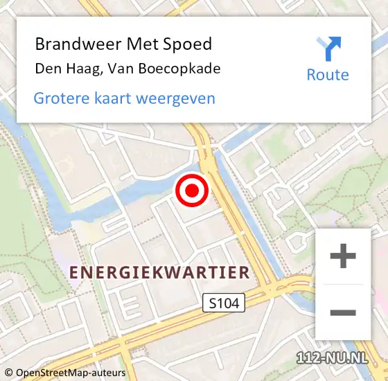 Locatie op kaart van de 112 melding: Brandweer Met Spoed Naar Den Haag, Van Boecopkade op 15 april 2023 20:46