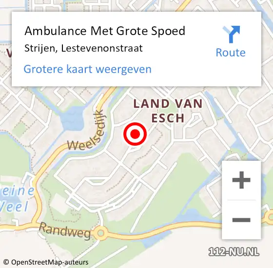 Locatie op kaart van de 112 melding: Ambulance Met Grote Spoed Naar Strijen, Lestevenonstraat op 15 april 2023 21:05