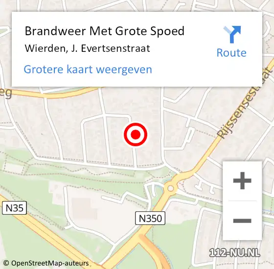 Locatie op kaart van de 112 melding: Brandweer Met Grote Spoed Naar Wierden, J. Evertsenstraat op 15 april 2023 21:07