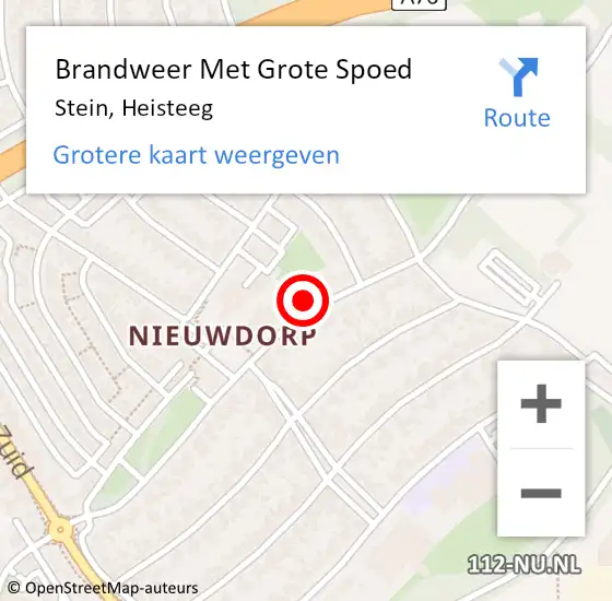 Locatie op kaart van de 112 melding: Brandweer Met Grote Spoed Naar Stein, Heisteeg op 15 april 2023 21:11