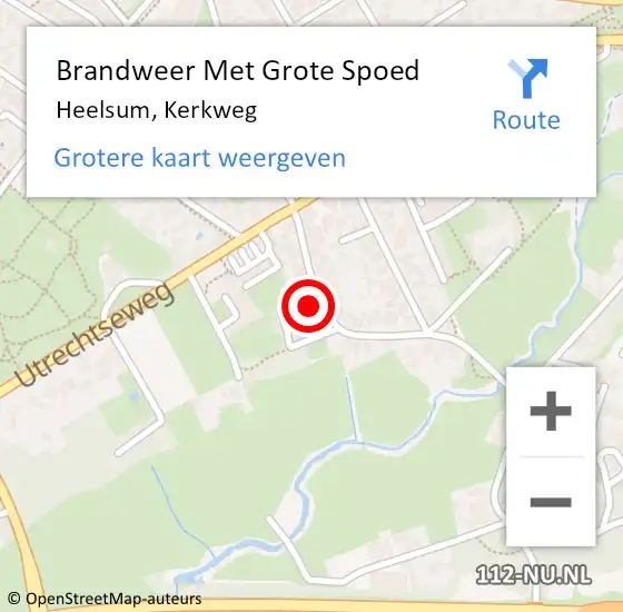 Locatie op kaart van de 112 melding: Brandweer Met Grote Spoed Naar Heelsum, Kerkweg op 15 april 2023 21:24