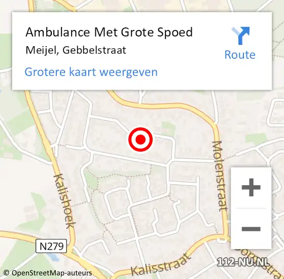 Locatie op kaart van de 112 melding: Ambulance Met Grote Spoed Naar Meijel, Gebbelstraat op 22 augustus 2014 12:11