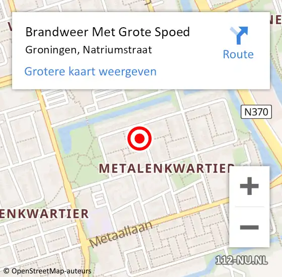 Locatie op kaart van de 112 melding: Brandweer Met Grote Spoed Naar Groningen, Natriumstraat op 15 april 2023 21:27