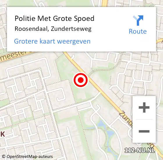 Locatie op kaart van de 112 melding: Politie Met Grote Spoed Naar Roosendaal, Zundertseweg op 15 april 2023 21:34