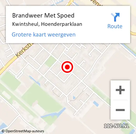 Locatie op kaart van de 112 melding: Brandweer Met Spoed Naar Kwintsheul, Hoenderparklaan op 15 april 2023 21:45