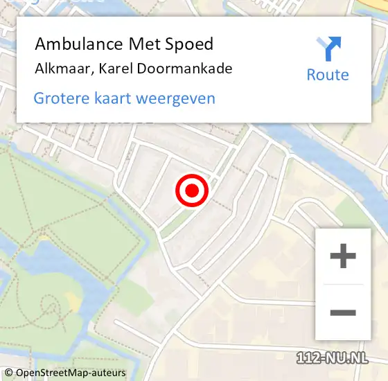 Locatie op kaart van de 112 melding: Ambulance Met Spoed Naar Alkmaar, Karel Doormankade op 15 april 2023 22:24