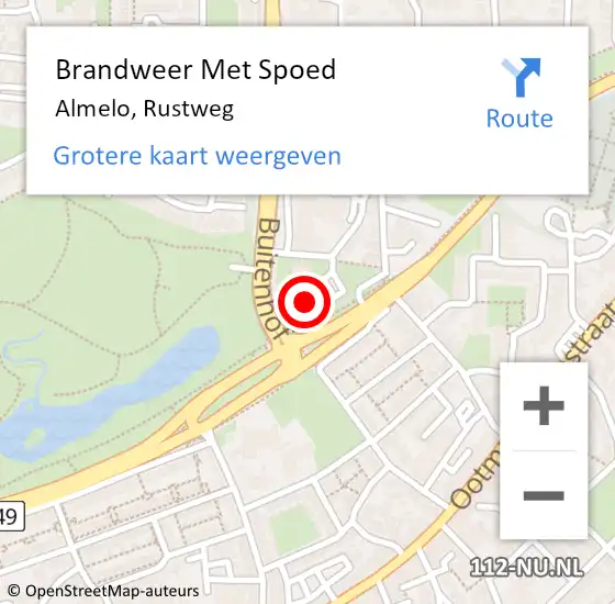 Locatie op kaart van de 112 melding: Brandweer Met Spoed Naar Almelo, Rustweg op 15 april 2023 23:22